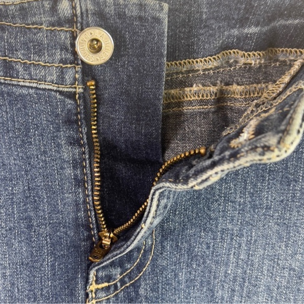 L.A. Blues Vintage Y2K 90s Zip Front Denim Jean Skirt Grunge Streetwear Size 10 - Picture 11 of 14